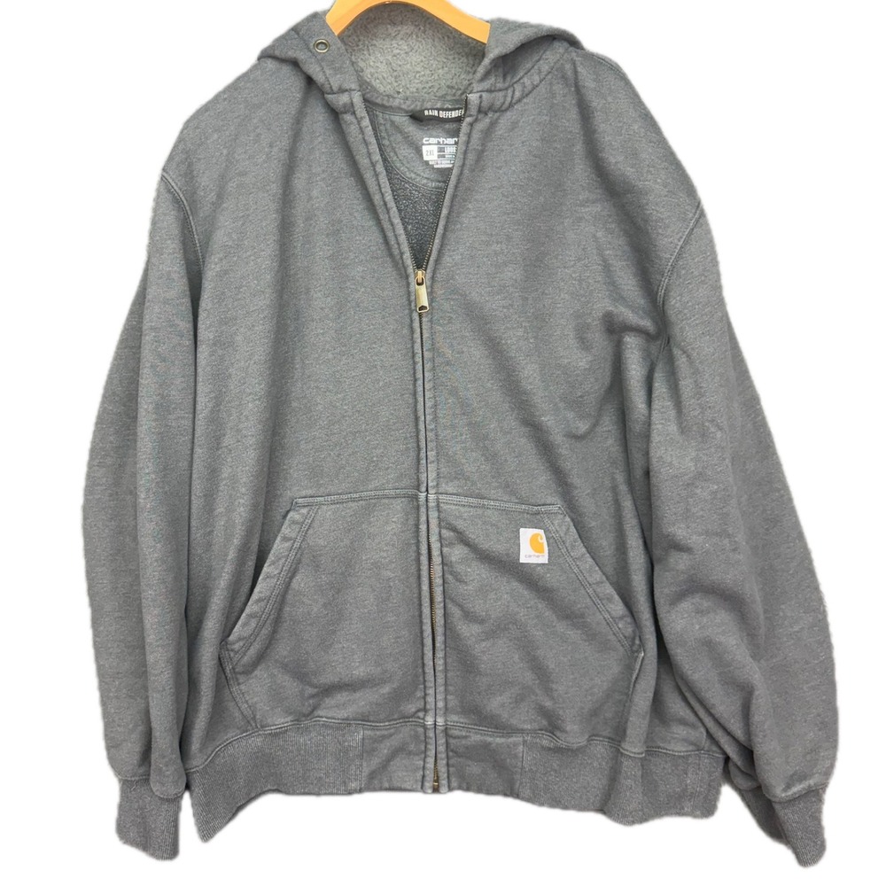 Carhartt Zip Hoodie Mens 2XL Gray Rain‎ Defender Loose Fit TS0614-M Sweatshirt